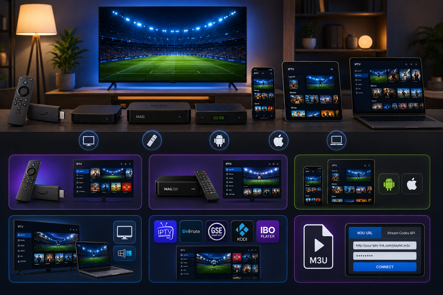 IPTV App auf Smart TV Smartphone Tablet und Fire TV Stick
