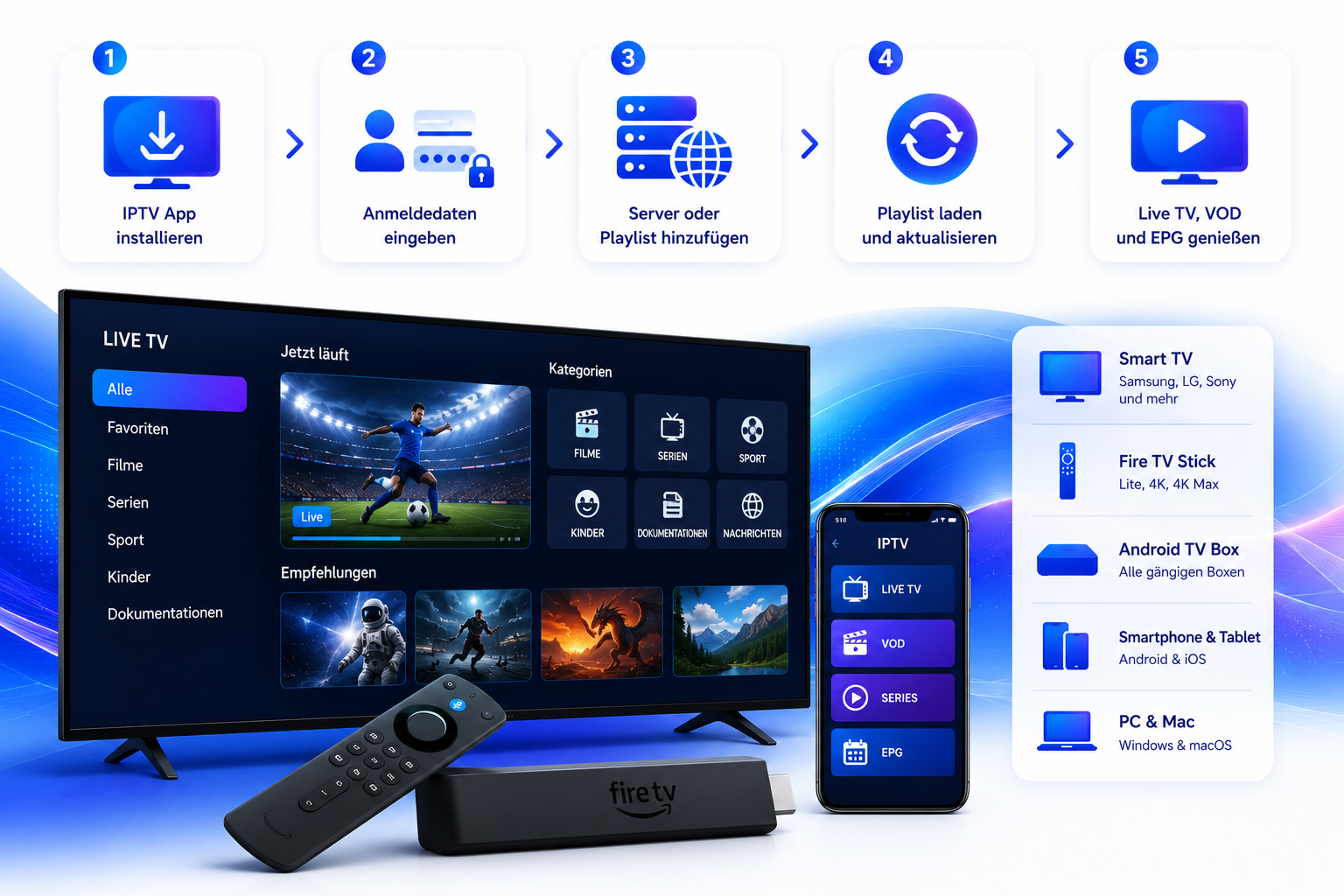 IPTV App Installation auf Smart TV und Fire TV Stick