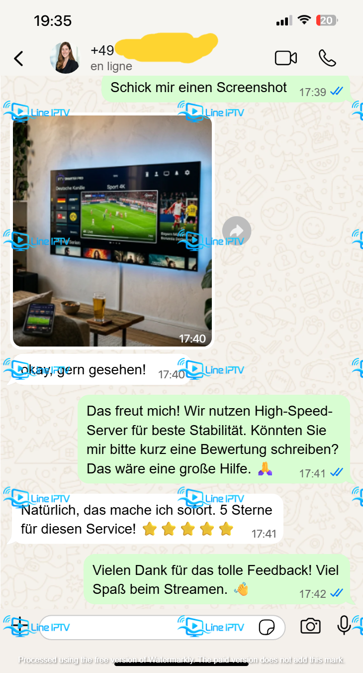 WhatsApp IPTV 5 Sterne Bewertung und Sport 4K Feedback