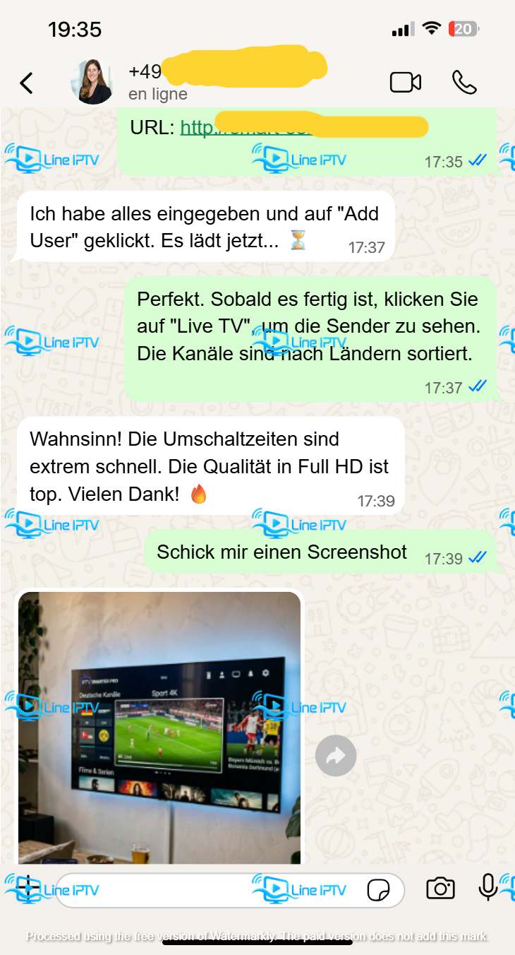 WhatsApp IPTV Full HD Streaming Kundenfeedback